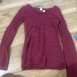 BKE Women's Deep Red Crew Neck Sweater